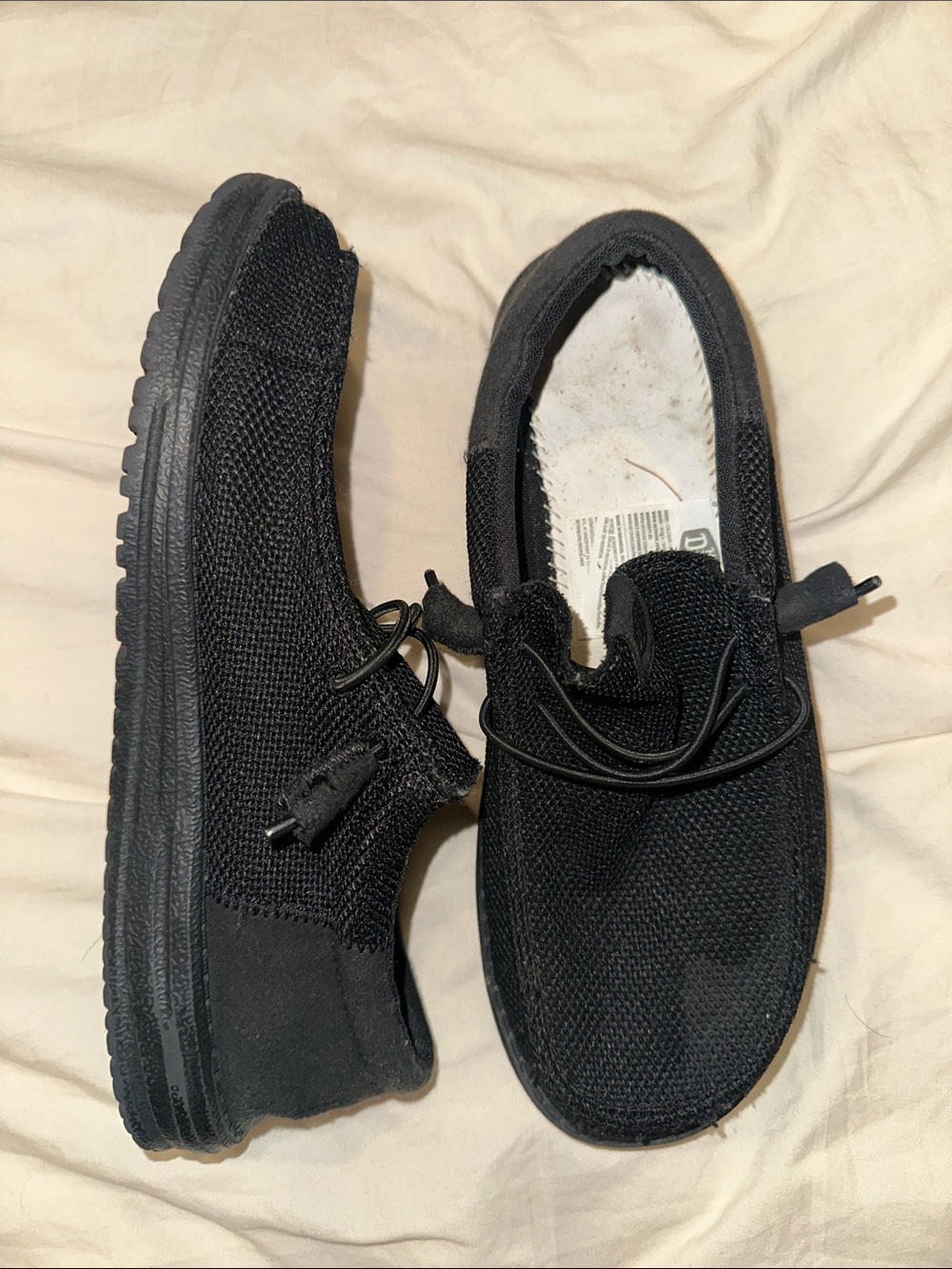 Hey Dude Men's Black Knit Slip-On Loafers